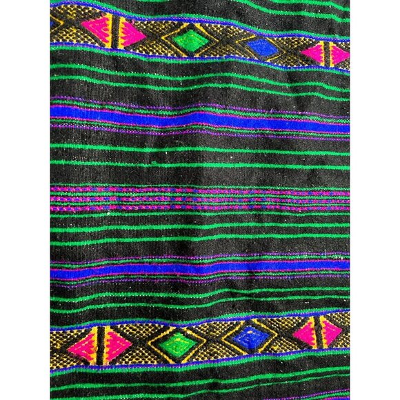 Vintage South American Handmade Dress with Handwoven Textile L/XL Square Neck - Picture 8 of 9